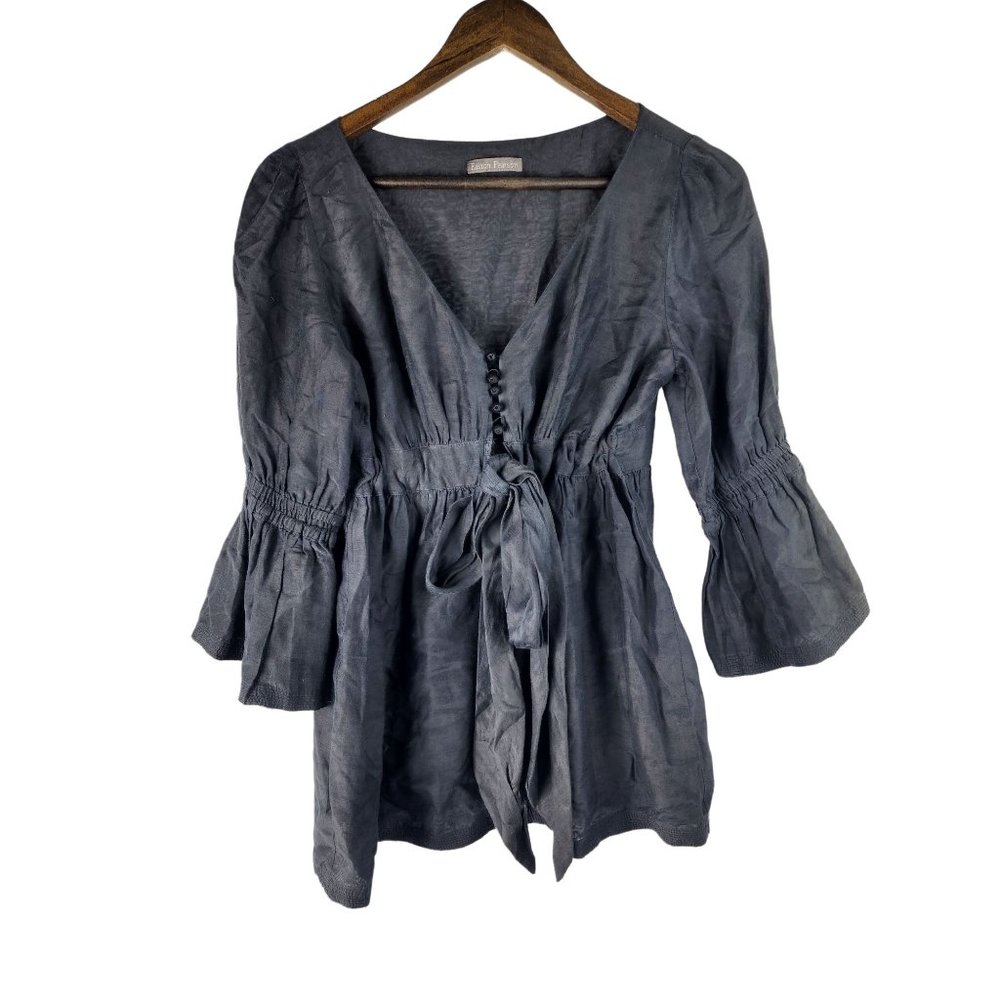 Easton Pearson Bell Sleeve Top Size 8 Women's Black Used